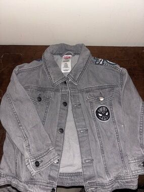 Marvel Gray Denim Jacket with Spider Patch Accents